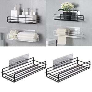 ardioplax 2 pack bathroom storage organizers shower caddy, adhesive bathroom shelf with removable hooks, no drilling strong wall mounted racks for shower, kitchen, toilet and dorm