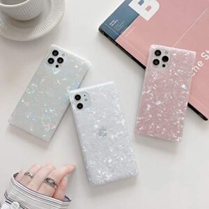 Cocomii Square iPhone 11 Case - Square Pearl Glitter - Slim - Lightweight - Glossy - Sturdy TPU Silicone - Mother-Of-Pearl Seashell - Luxury Aesthetic Cover Compatible with Apple iPhone 11 6.1" (Pink)