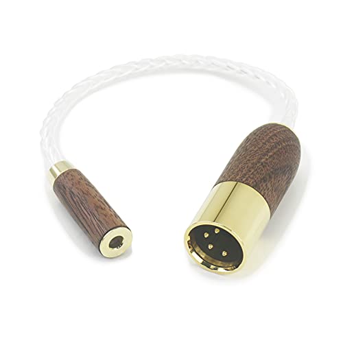 NewFantasia 4-pin XLR Balanced Male to 4.4mm Balanced Female Headphone Audio Adapter Cable 8 Cores 6N OCC Copper Single Crystal Silver Plated Wire Walnut Wood Shell