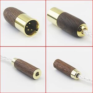 NewFantasia 4-pin XLR Balanced Male to 4.4mm Balanced Female Headphone Audio Adapter Cable 8 Cores 6N OCC Copper Single Crystal Silver Plated Wire Walnut Wood Shell