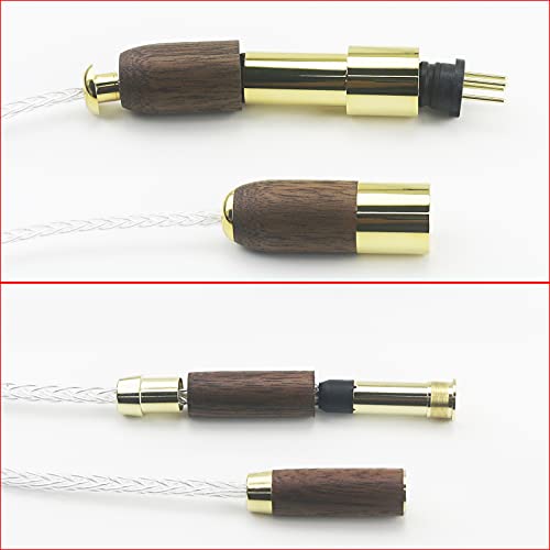 NewFantasia 4-pin XLR Balanced Male to 4.4mm Balanced Female Headphone Audio Adapter Cable 8 Cores 6N OCC Copper Single Crystal Silver Plated Wire Walnut Wood Shell