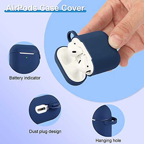 12 Pieces Headphone Silicone Protective Cases Cover with Keychain Accessories Compatible with Airpods 2 and 1 Wireless Charging Cases, Front LED Visible