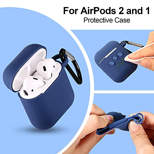 12 Pieces Headphone Silicone Protective Cases Cover with Keychain Accessories Compatible with Airpods 2 and 1 Wireless Charging Cases, Front LED Visible