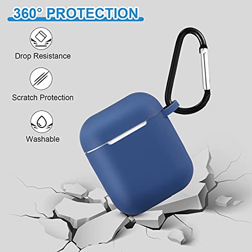 12 Pieces Headphone Silicone Protective Cases Cover with Keychain Accessories Compatible with Airpods 2 and 1 Wireless Charging Cases, Front LED Visible