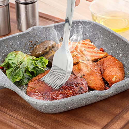 FIVETAS 1.97"x9.84"Heat Resistant Food Grade Silicone Pastry brush Basting Brush for Cooking,BBQ,Meat,Desserts.Kitchen Brush for Sauce Butter oil.Stainless Steel Core Handle.BPA Free. Marbling.