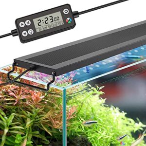 hygger auto on off led aquarium light, full spectrum fish tank light with lcd monitor, 24/7 lighting cycle, 7 colors, adjustable timer, ip68 waterproof, 3 modes for 48"-54" freshwater planted tank