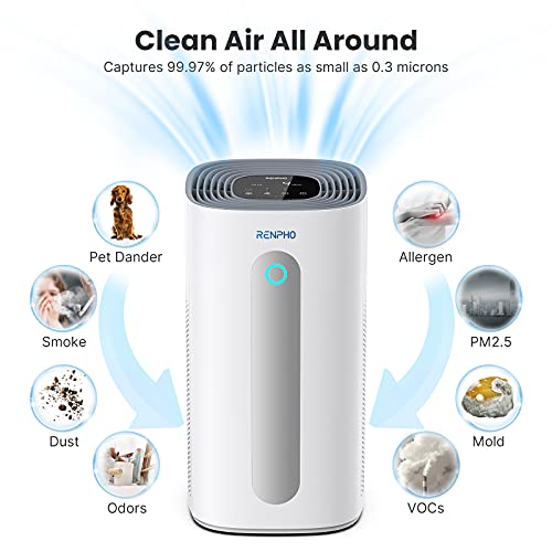 RENPHO Air Purifiers for Home Large Room up to 484ft² & Air Filter Replacement for improving moist conditions, PM2.5, Allergies, smokers, dust, R-M003-F2