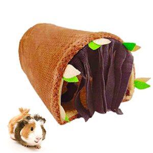 mcgrady1xm guinea pig tunnel, small animal tunnels and tubes, pet hideout play tube toys with fleece forest curtain and warm plush nest for rats hamster mice ferrets gerbils chinchilla