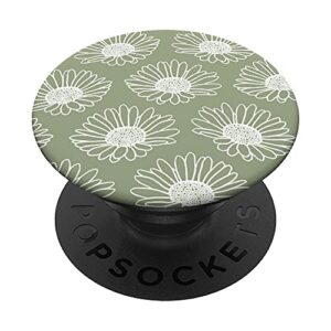 cottagecore sage green daisy flower aesthetic boho plant popsockets swappable popgrip
