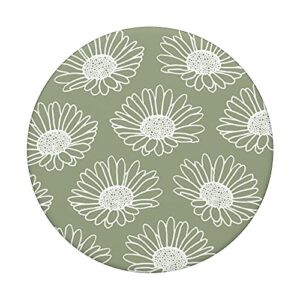 Cottagecore Sage Green Daisy Flower Aesthetic Boho Plant PopSockets Swappable PopGrip