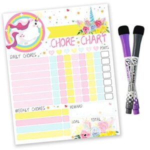 unicorn chore chart for kids, magnetic behavior reward chart, my responsibility chart for kids at home