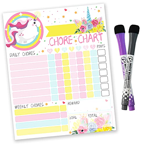 Unicorn Chore Chart for Kids, Magnetic Behavior Reward Chart, My Responsibility Chart for Kids at Home