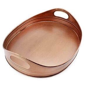 auldhome rustic oval copper tray (16.5 x 12.5 inches); farmhouse metal decorative serving tray