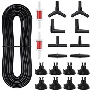 pawfly 25 feet black airline tubing standard aquarium air pump accessories set with suction cups connectors and check valves