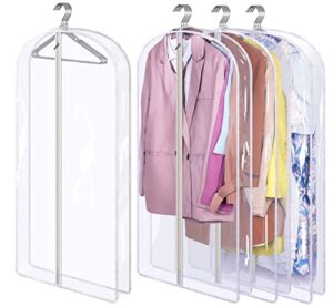 aooda 40" clear garment bags for hanging clothes transparent suit bags for closet storage coat cover protector for sweater, jacket, 4 packs