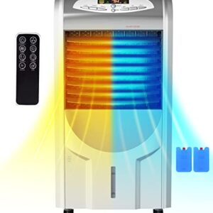 KOTEK Air Cooler and Heater, 5-in-1 Portable Evaporative Air Cooler Fan Humidifier w/Anion Function, 8H Timer, 3 Modes & 3 Speeds, Bladeless Quiet Evaporative Cooler w/Remote Control for Home, Office