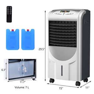 KOTEK Air Cooler and Heater, 5-in-1 Portable Evaporative Air Cooler Fan Humidifier w/Anion Function, 8H Timer, 3 Modes & 3 Speeds, Bladeless Quiet Evaporative Cooler w/Remote Control for Home, Office