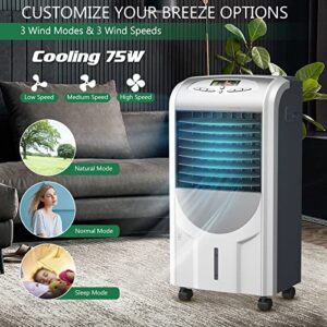 KOTEK Air Cooler and Heater, 5-in-1 Portable Evaporative Air Cooler Fan Humidifier w/Anion Function, 8H Timer, 3 Modes & 3 Speeds, Bladeless Quiet Evaporative Cooler w/Remote Control for Home, Office