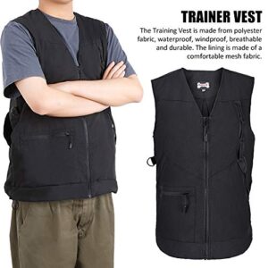 Dog Handler Training Vest, Waterproof Dog Trainer Protective Cloth with Multi Pockets, Professional Pet Owner Obedience Vest, Pet Trainer's Jacket for Men/Women, Black(Size:L)