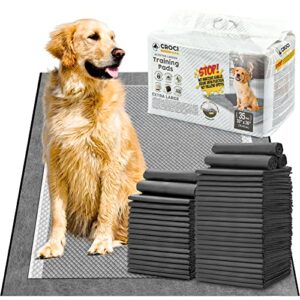 croci xxl 30"x36" charcoal pads for dogs, odor-control carbon pee pads for dogs absorbs up to 10 cups of liquid, 6-layer leak-proof & quick dry dog training pads, disposable (35 counts)