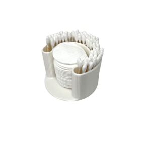 cotton swab bathroom organizer - perfect for qtips and exfoliating or cotton pads - convenient access to qtips, cotton swabs, and exfoliating pads in your bathroom - clean white finish