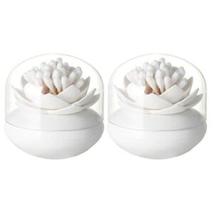 doitool 2 pcs qtips holder canisters lotus flower shaped cotton swab holder cotton bud toothpick dispenser with lid for home kitchen