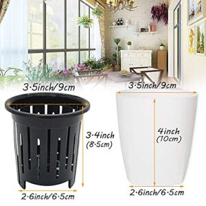 12 PCS Self Watering Plastic Planter,4 Inch Plastic Flower Plant Pot with Inner Pot,Self Watering Planter White Flower Pot for Herbs,Flowers,All House Plants,Succulents