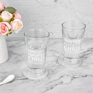 Funny Being Your Favorite Child Beer Glass, Beer Pint glass Gift for Mother’s Day Father’s Day Birthday Christmas Thanksgiving - Gift for Parent Grandparents Mom Dad Uncle Aunt Women Men, 15Oz