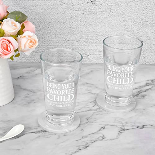 Funny Being Your Favorite Child Beer Glass, Beer Pint glass Gift for Mother’s Day Father’s Day Birthday Christmas Thanksgiving - Gift for Parent Grandparents Mom Dad Uncle Aunt Women Men, 15Oz