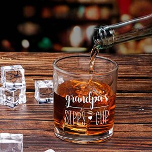 Grandpa's Sippy Cup Whiskey Glass 10Oz, Whiskey Rocks Glass for Grandfather, New Grandpa - Funny Old Fashioned Whiskey Glass for Christmas, Birthday, Father’s Day, Scotch Glass Gift for Rum Bourbon