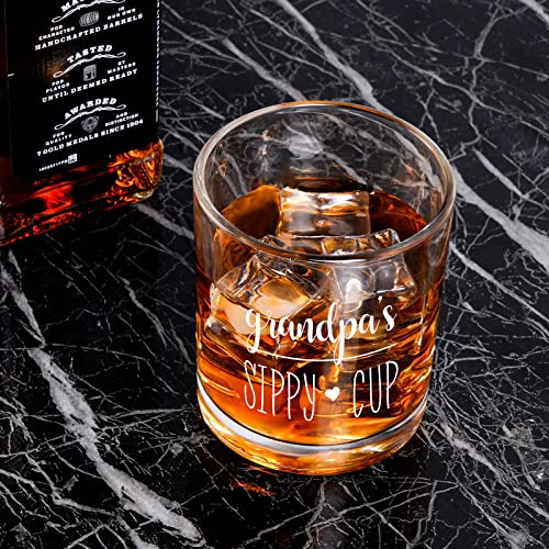 Grandpa's Sippy Cup Whiskey Glass 10Oz, Whiskey Rocks Glass for Grandfather, New Grandpa - Funny Old Fashioned Whiskey Glass for Christmas, Birthday, Father’s Day, Scotch Glass Gift for Rum Bourbon