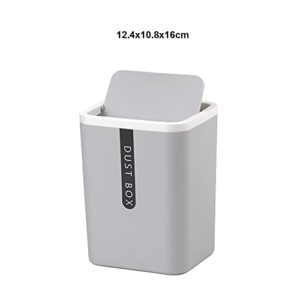 IKAAR Plastic Mini Trash Can with Lid Mini Countertop Trash Can Tiny Desktop Wastebasketfor Bathroom Vanity, Desktop, Tabletop or Coffee Table Grey