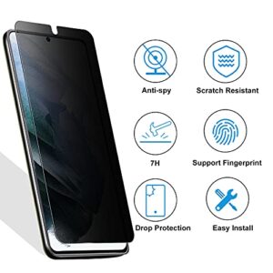 Mothca [2+2 Pack] Privacy Screen Protector for Samsung Galaxy S21+/S21 Plus 5G 6.7’’[Not for S21 or S21 Ultra]Anti Spy PET + Camera Lens Protector with Frame, Fingerprint ID Compatible Easy to Install