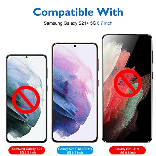 Mothca [2+2 Pack] Privacy Screen Protector for Samsung Galaxy S21+/S21 Plus 5G 6.7’’[Not for S21 or S21 Ultra]Anti Spy PET + Camera Lens Protector with Frame, Fingerprint ID Compatible Easy to Install