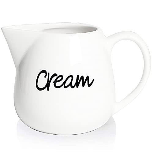 ONTUBE Porcelain Creamer, Ceramics Milk Creamer Pitcher 12OZ (White)