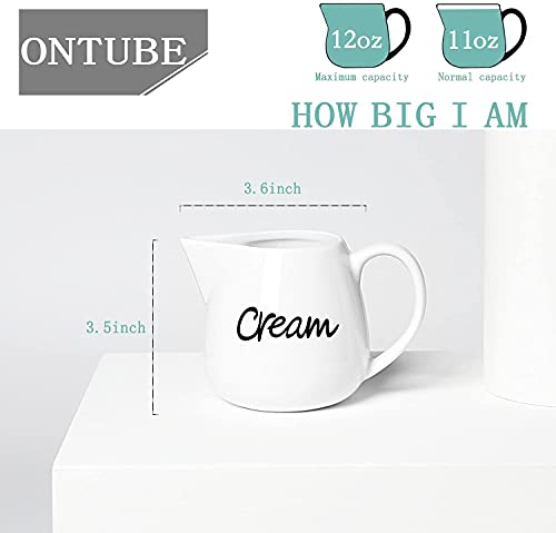 ONTUBE Porcelain Creamer, Ceramics Milk Creamer Pitcher 12OZ (White)