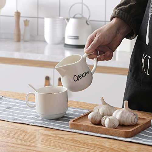 ONTUBE Porcelain Creamer, Ceramics Milk Creamer Pitcher 12OZ (White)