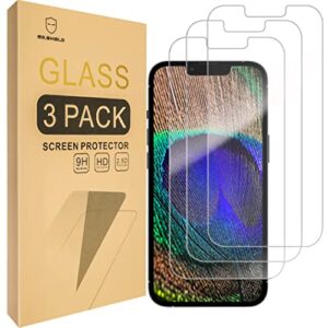 mr.shield screen protector compatible for iphone 14 / iphone 13 / iphone 13 pro [6.1 inch] [easy face unlock version] tempered glass screen protector [9h hardness - 2.5d edge] [3 pack]