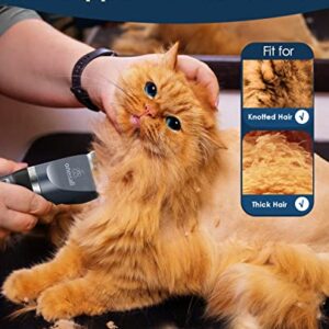 oneisall Cat Grooming Clippers for Matted Hair, 2-Speed Cat Grooming Kit Cordless Low Noise Pet Hair Clipper Trimmer for Dogs Cats Animals (Blue)