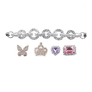 UNN 50 Pcs Pink Cartoon Shoe Charms Makeup Girl Decorations Bling Butterfly Bracelet Accessories Rhinestone Metal Chain Charm 50pcs-5