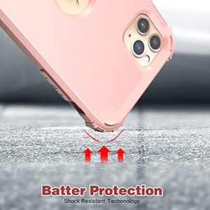 IDweel iPhone 11 Pro Max Case with Tempered Glass Screen Protector, Hybrid 3 in 1 Shockproof Slim Heavy Duty Protection Hard PC Cover Soft Silicone Rugged Bumper Full Body Case, Rose Gold