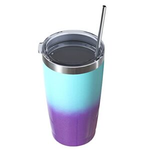 muchenghy 20oz stainless steel tumbler with lid and straw, double wall vacuum insulated travel coffee mug, paint spraying coated metal tumblers for cold & hot drinks(rainbow polar light, 1 pack)