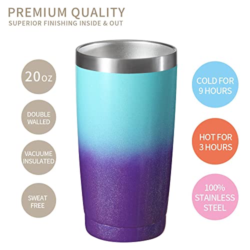 MUCHENGHY 20oz Stainless Steel Tumbler with Lid and Straw, Double Wall Vacuum Insulated Travel Coffee Mug, Paint Spraying Coated Metal Tumblers for Cold & Hot Drinks(Rainbow Polar Light, 1 Pack)