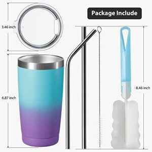 MUCHENGHY 20oz Stainless Steel Tumbler with Lid and Straw, Double Wall Vacuum Insulated Travel Coffee Mug, Paint Spraying Coated Metal Tumblers for Cold & Hot Drinks(Rainbow Polar Light, 1 Pack)