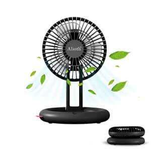 alioth portable desktop table fan , foldable with base, 3 speeds super quiet personal cooling fan for desktop office travel(black)