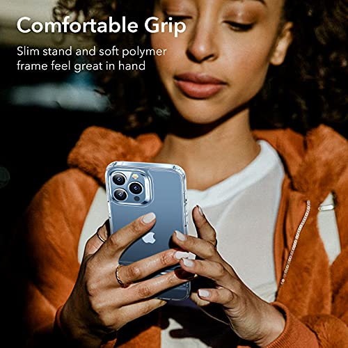 ESR Metal Kickstand Case Compatible with iPhone 13 Pro Case, Patented Three-Way Stand, Reinforced Drop Protection, Slim Flexible Back Cover, Clear