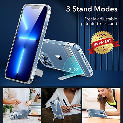 ESR Metal Kickstand Case Compatible with iPhone 13 Pro Case, Patented Three-Way Stand, Reinforced Drop Protection, Slim Flexible Back Cover, Clear