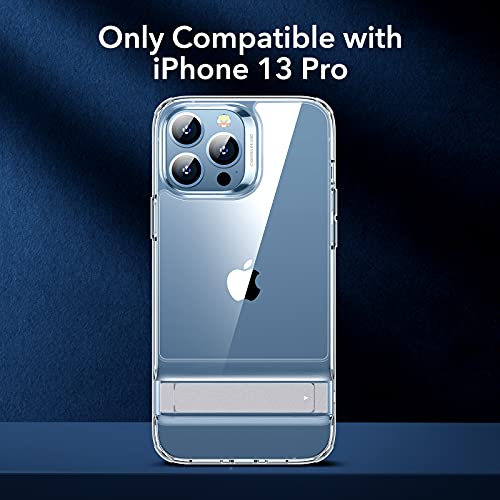 ESR Metal Kickstand Case Compatible with iPhone 13 Pro Case, Patented Three-Way Stand, Reinforced Drop Protection, Slim Flexible Back Cover, Clear