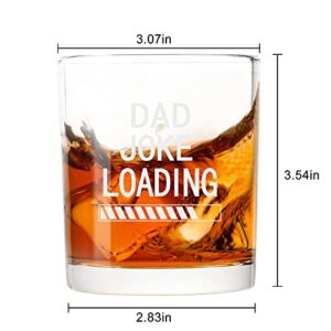 Dad Joke Loading Whiskey Glass 10Oz, Funny Old Fashioned Whiskey Glass Gift for New Dad, Father, Papa, Old Man, Dad Whiskey Rocks Glass Gifts for Christmas, Birthday, Father's Day for Bourbon Whiskey