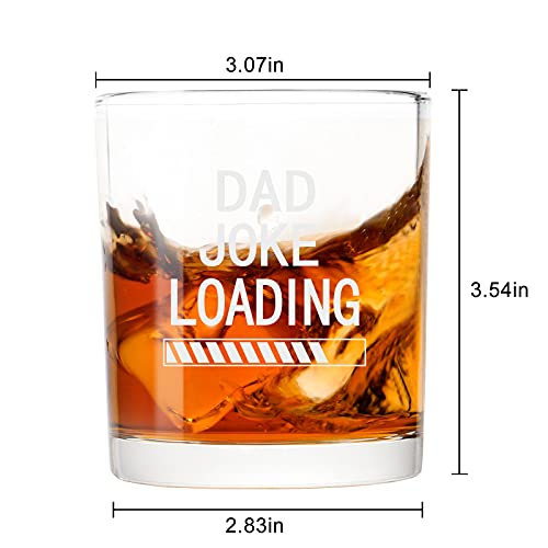 Dad Joke Loading Whiskey Glass 10Oz, Funny Old Fashioned Whiskey Glass Gift for New Dad, Father, Papa, Old Man, Dad Whiskey Rocks Glass Gifts for Christmas, Birthday, Father's Day for Bourbon Whiskey